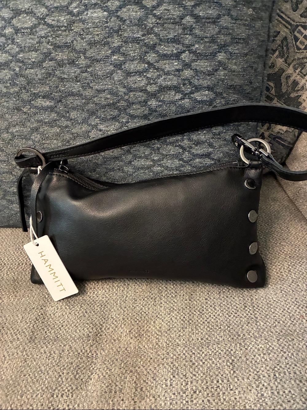 Hammitt Small Black Leather Studded Crossbody